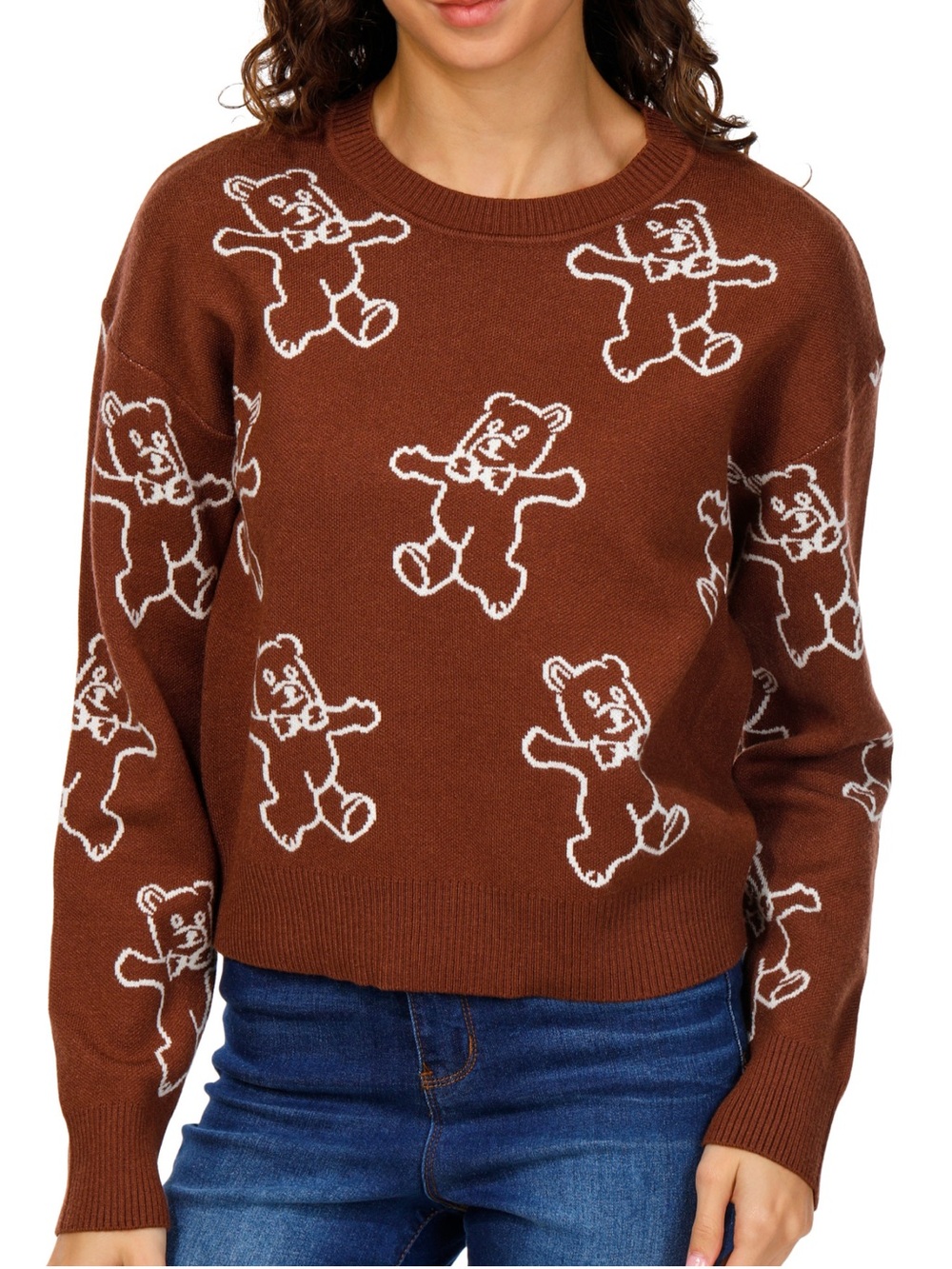 NWT Madden Gol Brown Teddy Bear Knit Sweater Size L